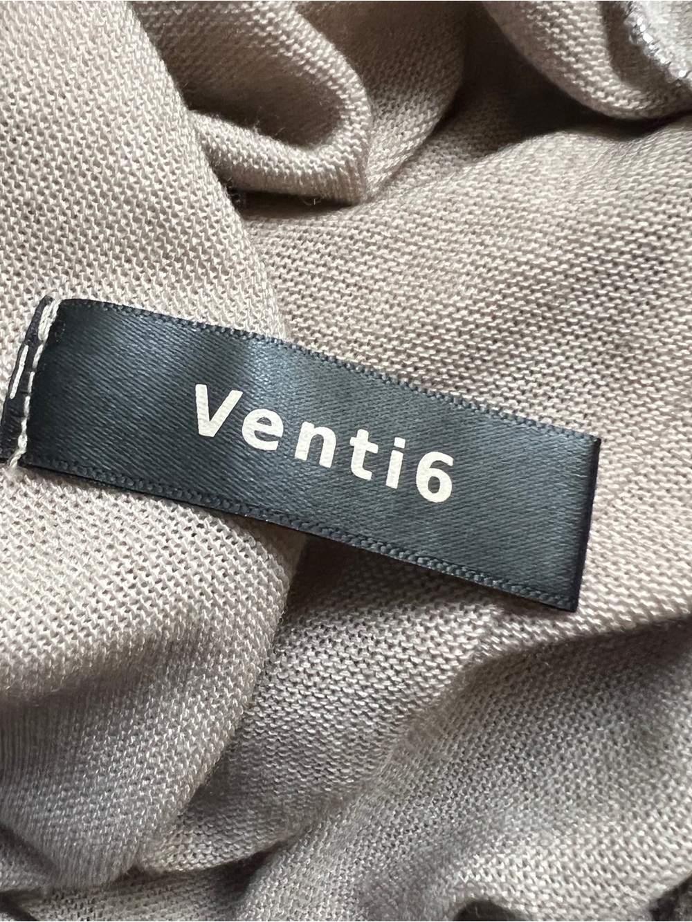 VENTI6 Made in Italy Beige V-Neck Sweater Silver Metallic Foil Piping Trim M - Picture 5 of 11